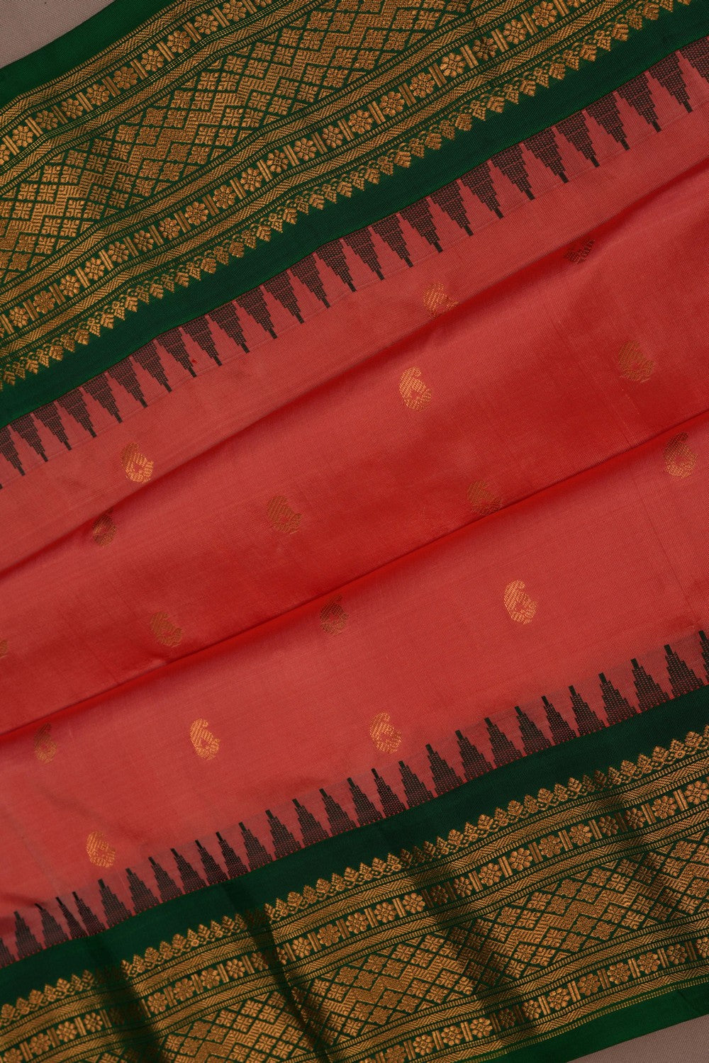 Image of Gadwal Silk Coral Pink Saree